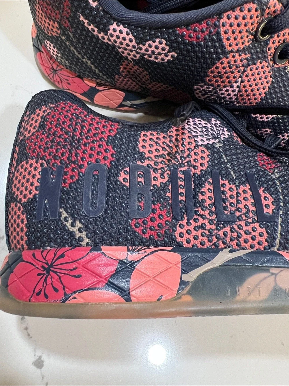 NOBULL Women’s Navy Athletic Sneakers with Coral and Pink Floral Print size W11